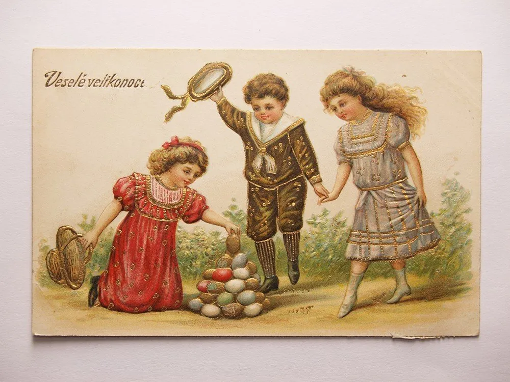 Přání - Velikonoce, Děti s kraslicemi — 1