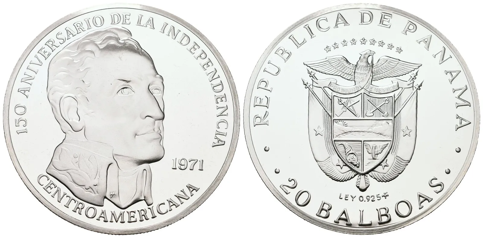 Panama, 20 Balboas 1971 - 150. výročí nezávislosti střední Ameriky