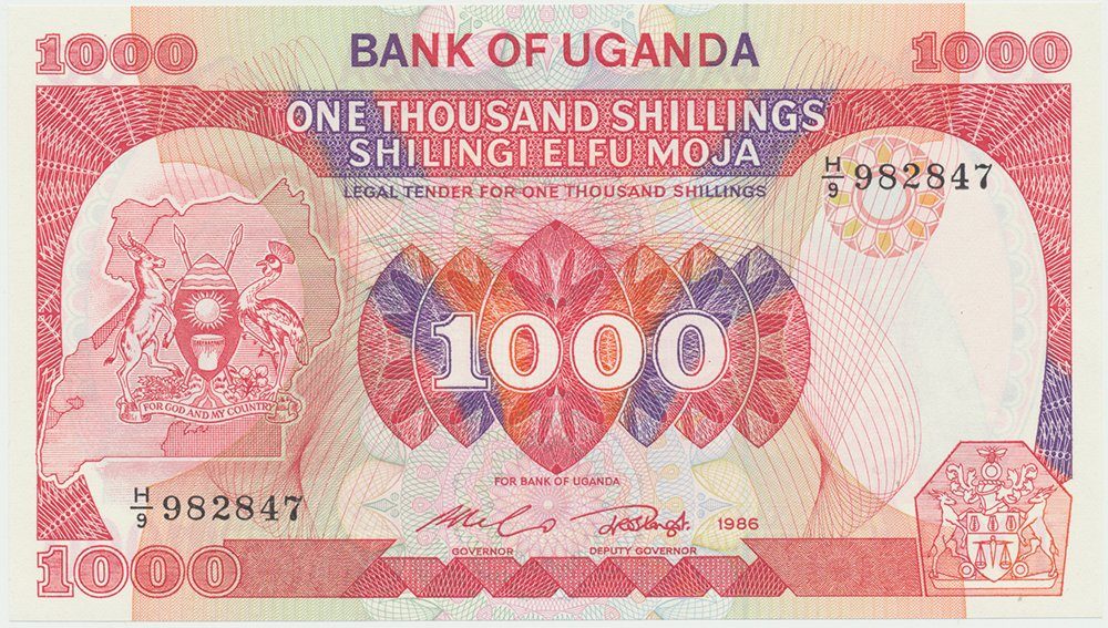 Uganda, 1000 Shillings 1986, P.26