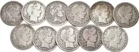 Soubor mincí - 1/4 Dollar 1892, 1899, 1900, 1901 O, 1903, 1907, 1908 D, — 1