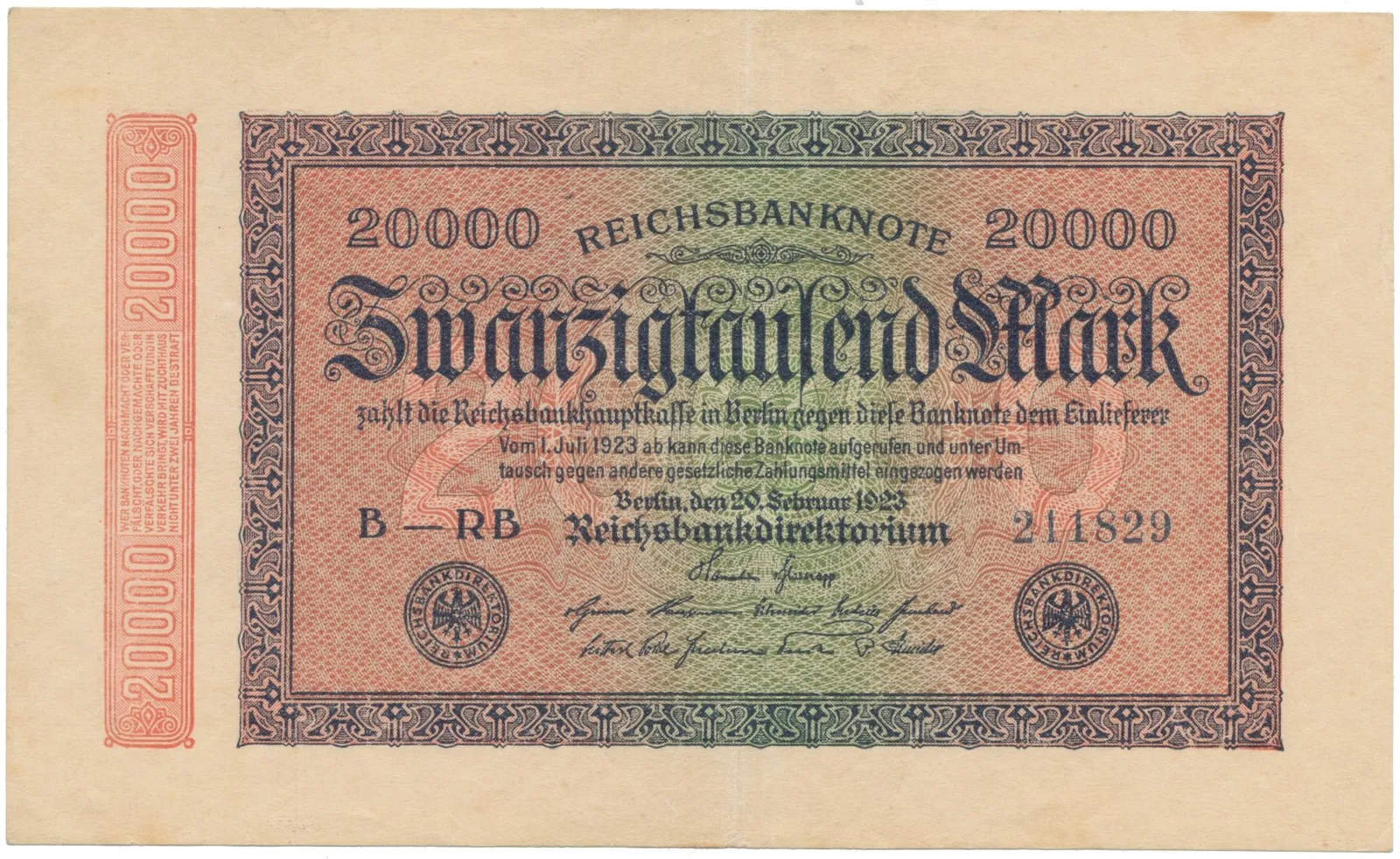 Německo, 20000 Mark 1923, Ro.84g