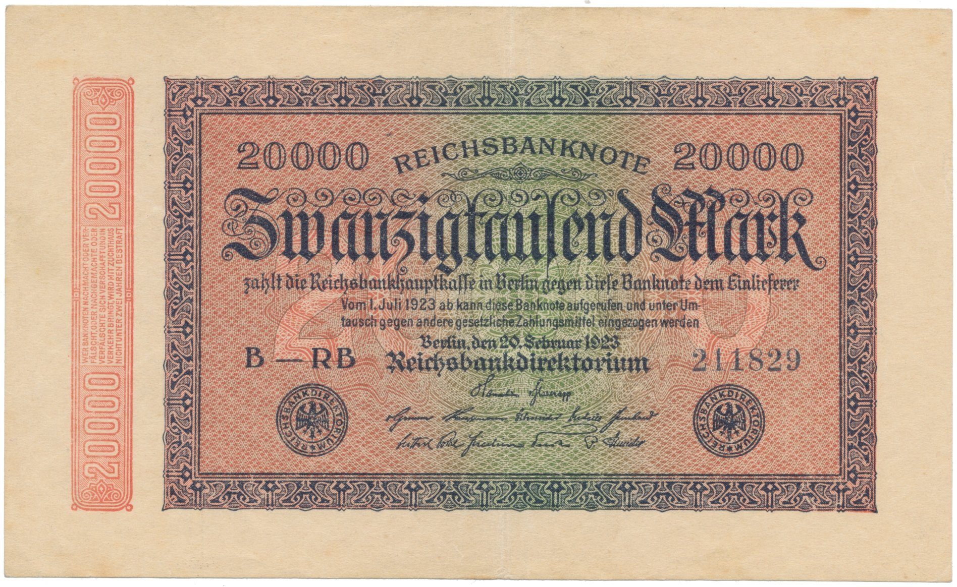 Německo, 20000 Mark 1923, Ro.84g