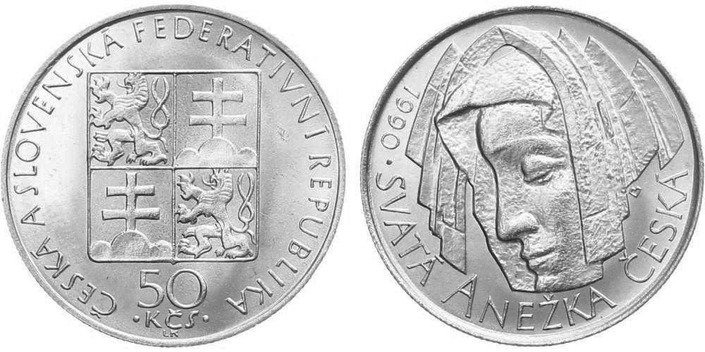 50 Kčs 1990 - Svatá Anežka Česká