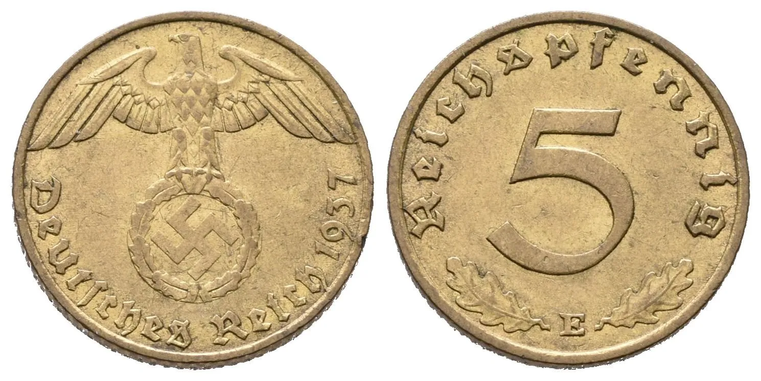 III. říše, 5 Pfennig 1937 E