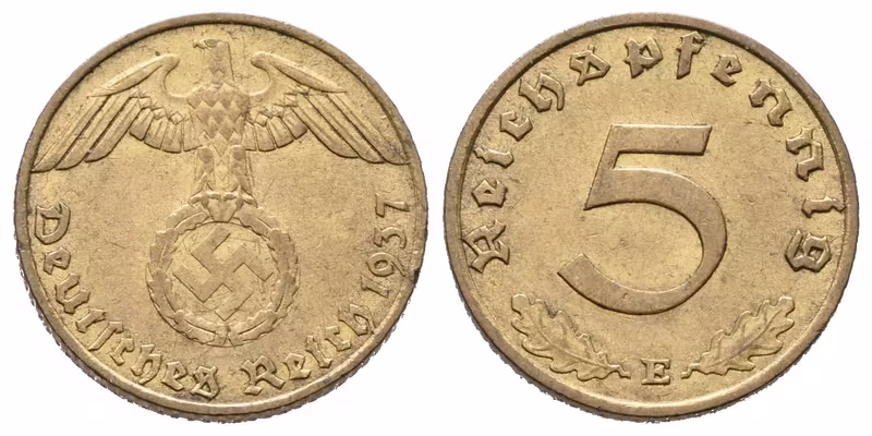 III. říše, 5 Pfennig 1937 E