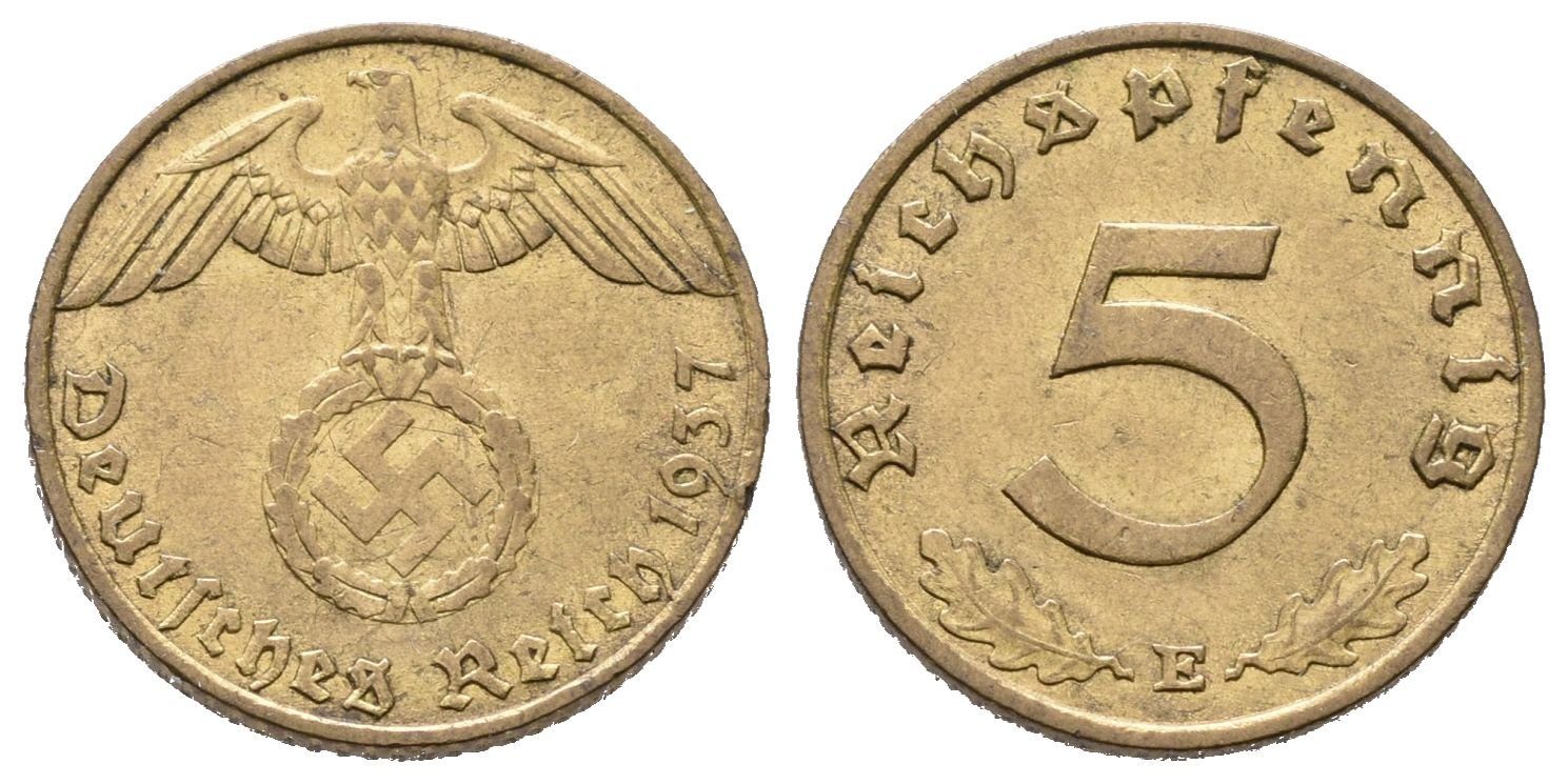 III. říše, 5 Pfennig 1937 E