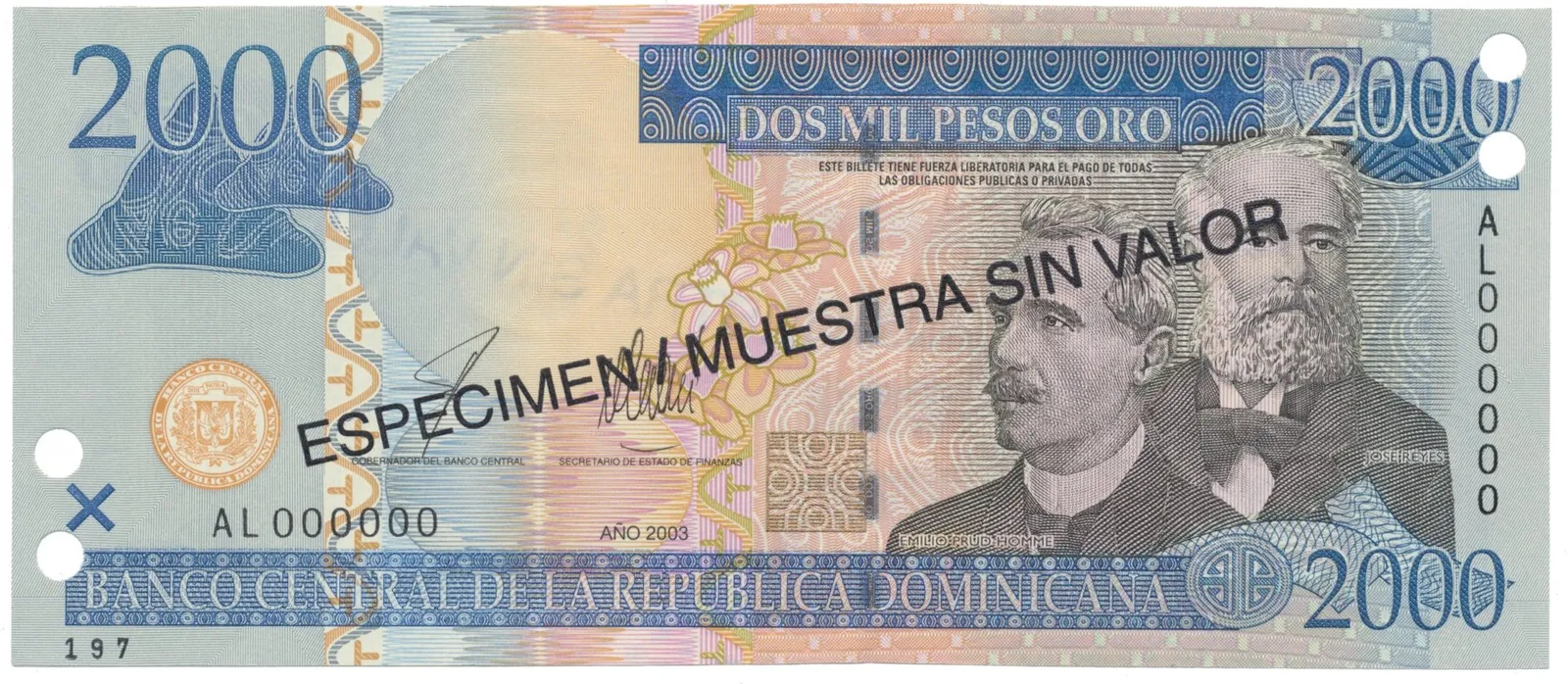 Dominikánská republika, 2000 Pesos Oro 2003, P.174s2