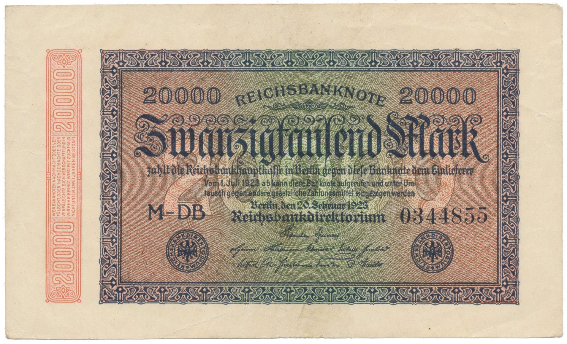 Německo, 20000 Mark 1923, Ro.84f