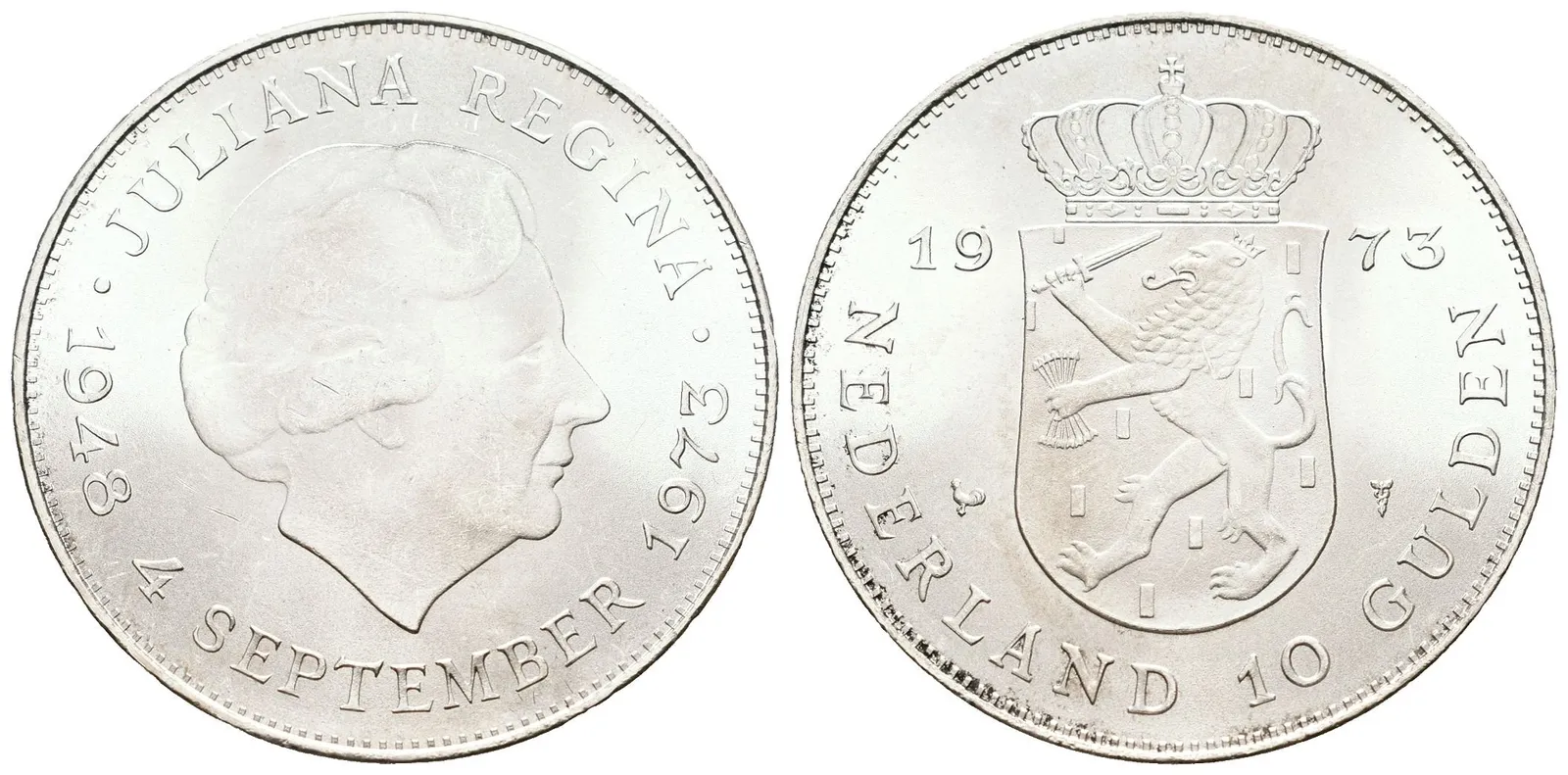 Nizozemí, 10 Gulden 1973
