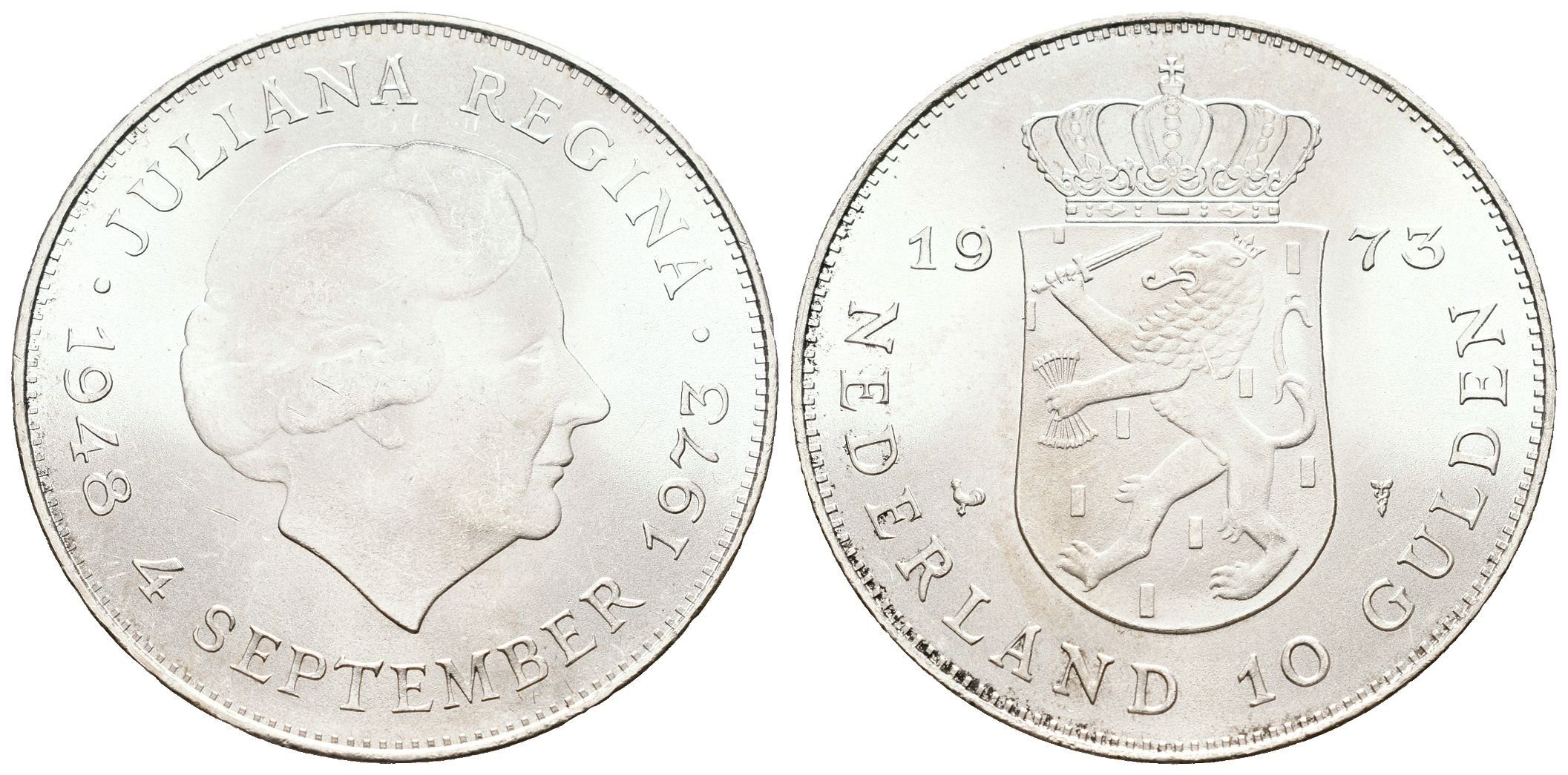 Nizozemí, 10 Gulden 1973
