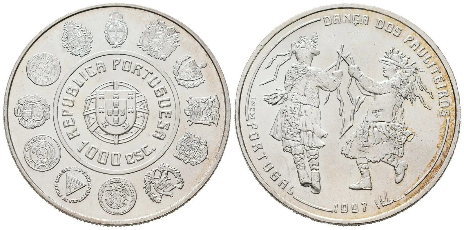 Portugalsko, 1000 Escudos 1997 - Tanec Pauliteiros