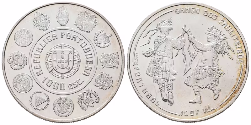 Portugalsko, 1000 Escudos 1997 - Tanec Pauliteiros
