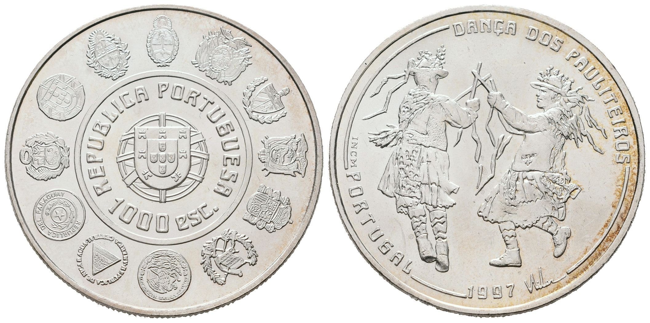 Portugalsko, 1000 Escudos 1997 - Tanec Pauliteiros