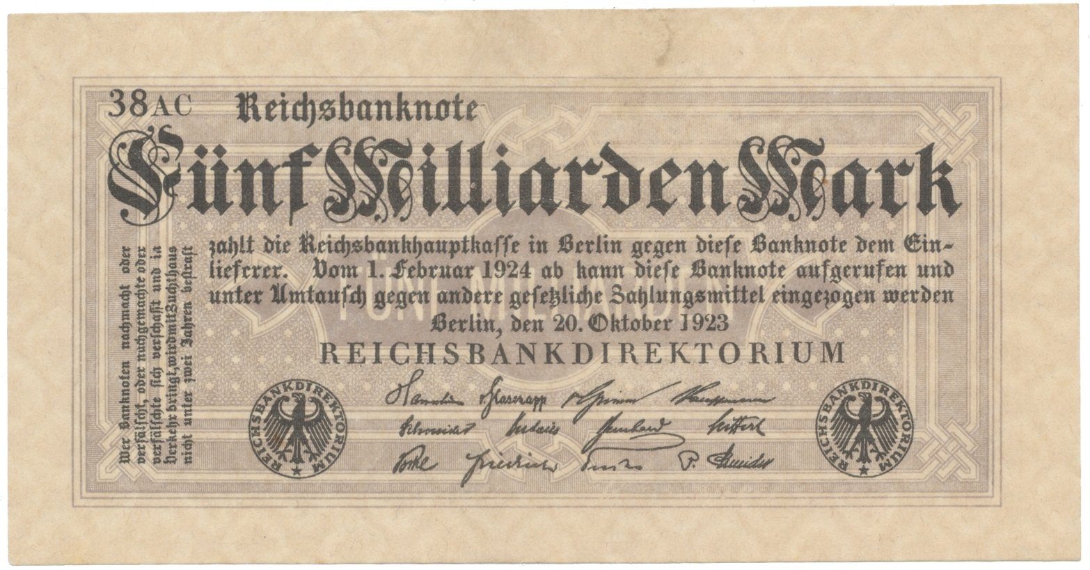Německo, 5 Milliarden Mark 1923, Ro.120d