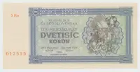 Československo, 2000 Koruna 1945, série s 1 číslem, 1x SPECIMEN nahoře, Hej.69a1.S1