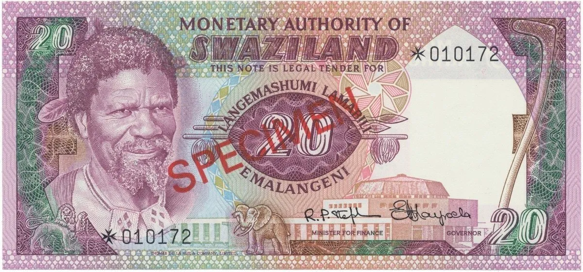Svazijsko, 20 Emalangeni (1974), SPECIMEN, P.4cs