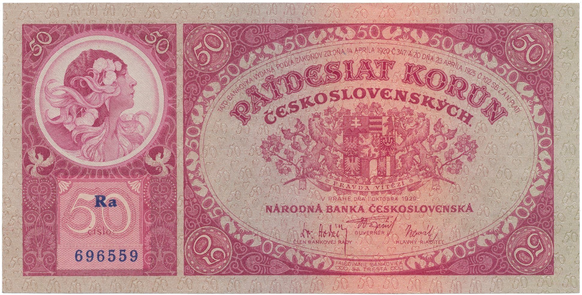 50 Koruna 1929, série Ra, Hej.24b
