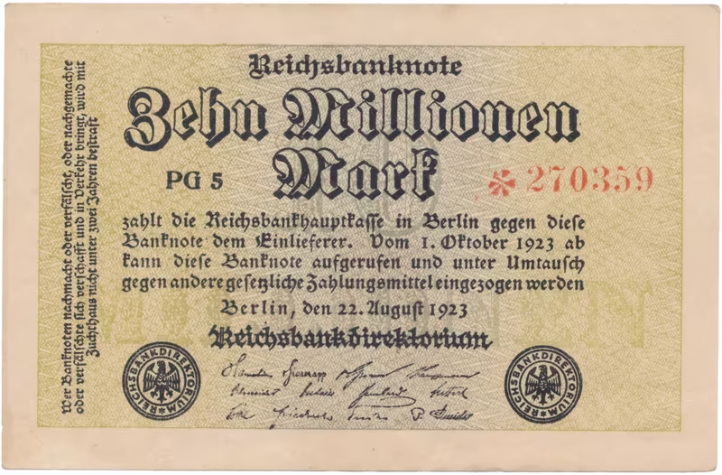Německo, 10 Millionen Mark 1923, Ro.105d