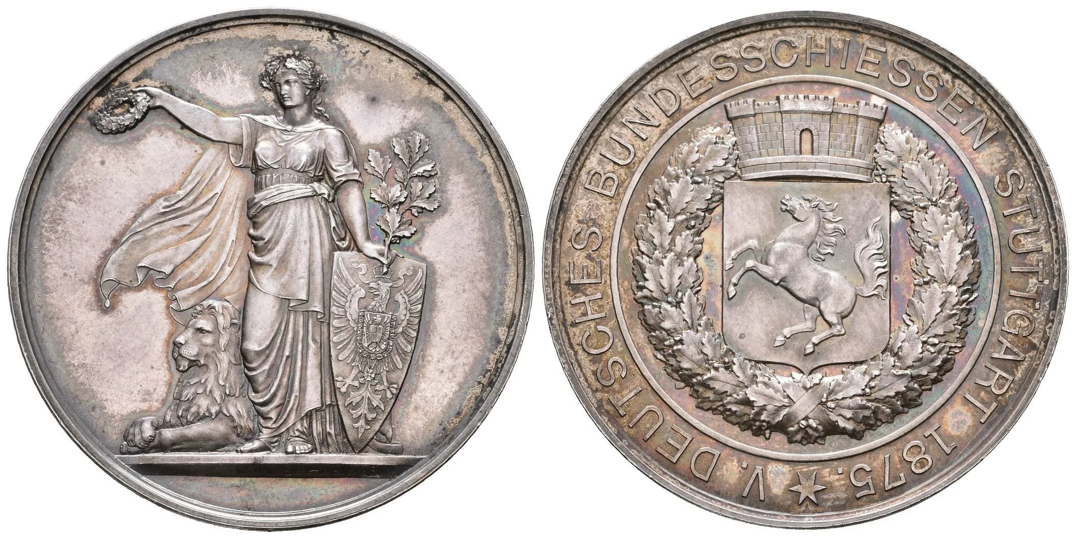 AR Medaile 1875 - V. Německé spolkové střelby ve Stuttgartu. — 1