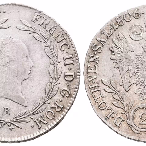 20 Krejcar 1806 B - říšská koruna, Husz.1967, zbytky lesku, patina, rysky