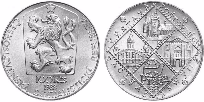 100 Kčs 1988 - Světová výstava poštových známek Praga 88