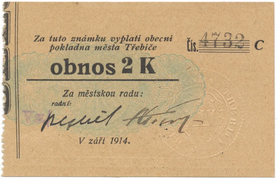 Třebíč - město, 2 K září 1914, slabší K, HH.223.5.11c2