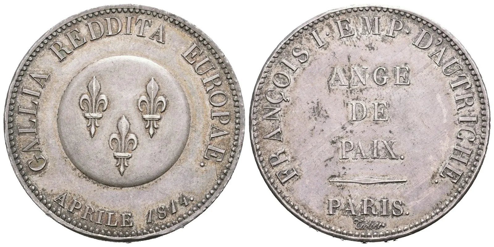 5 Frank 1814 (Tiolier) - Zkušební ražba nové mince (essay) k upomínce na — 1