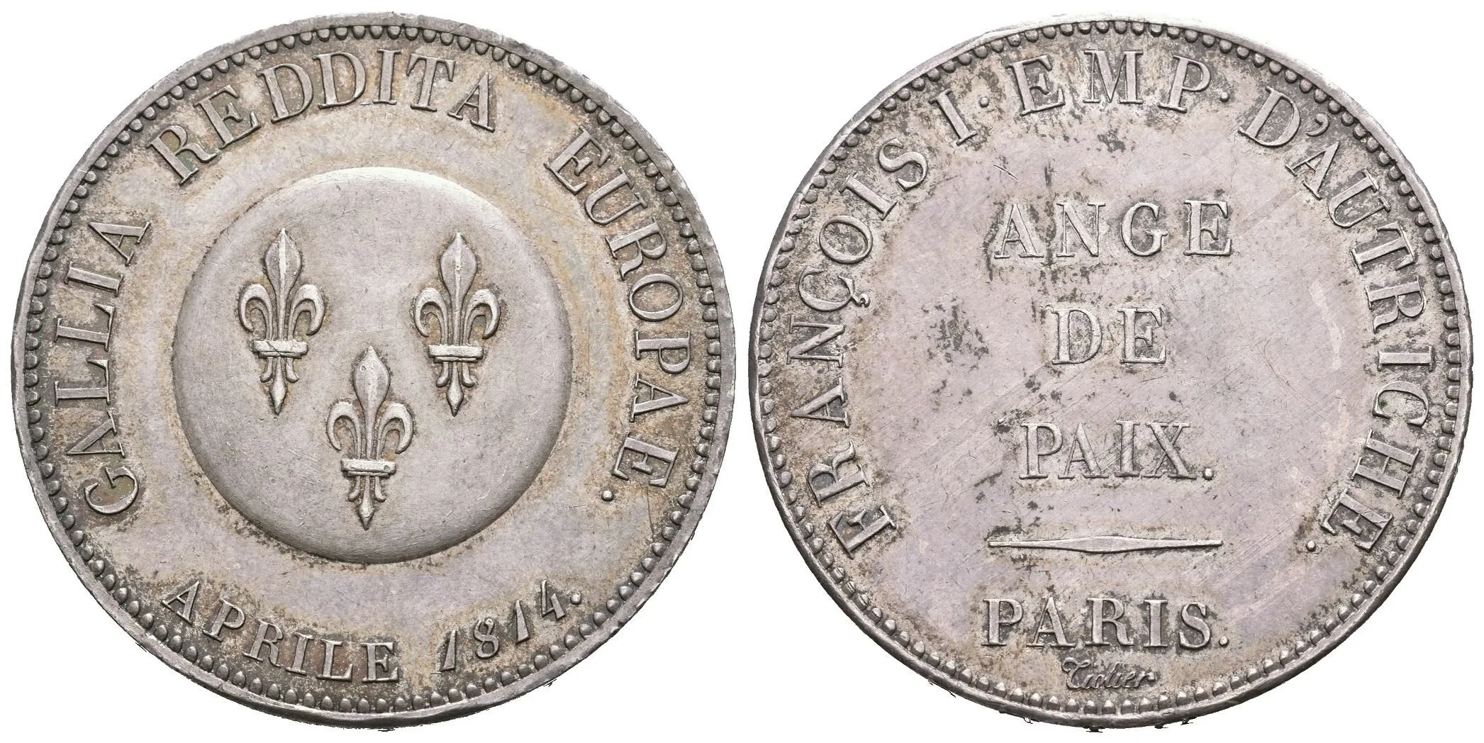 5 Frank 1814 (Tiolier) - Zkušební ražba nové mince (essay) k upomínce na — 1