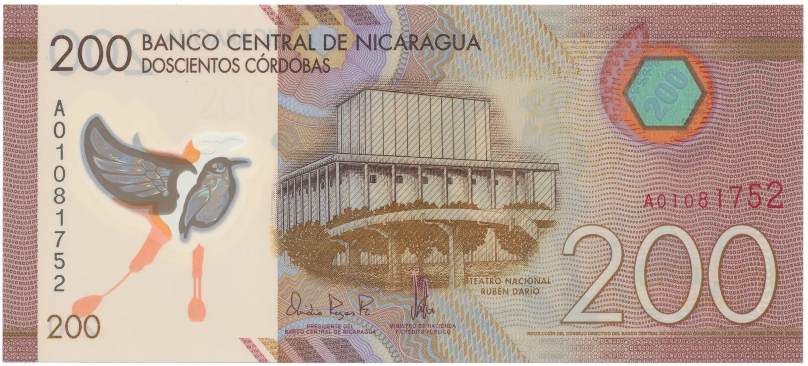 Nikaragua, 200 Cordobas 2014, plastová, P.213