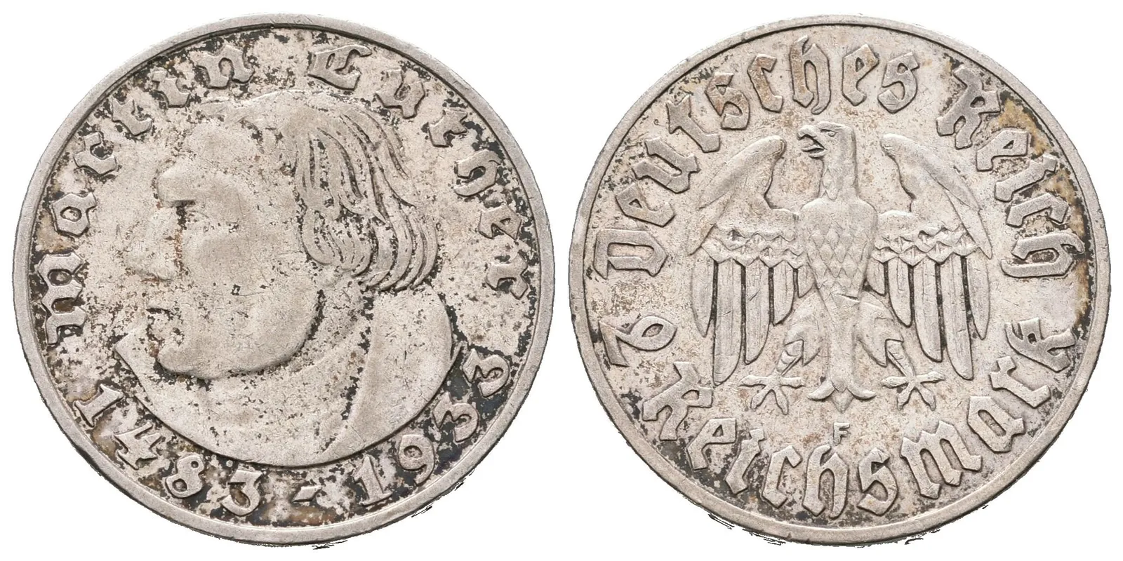 III. říše, 2 Marka 1933 F - Martin Luther