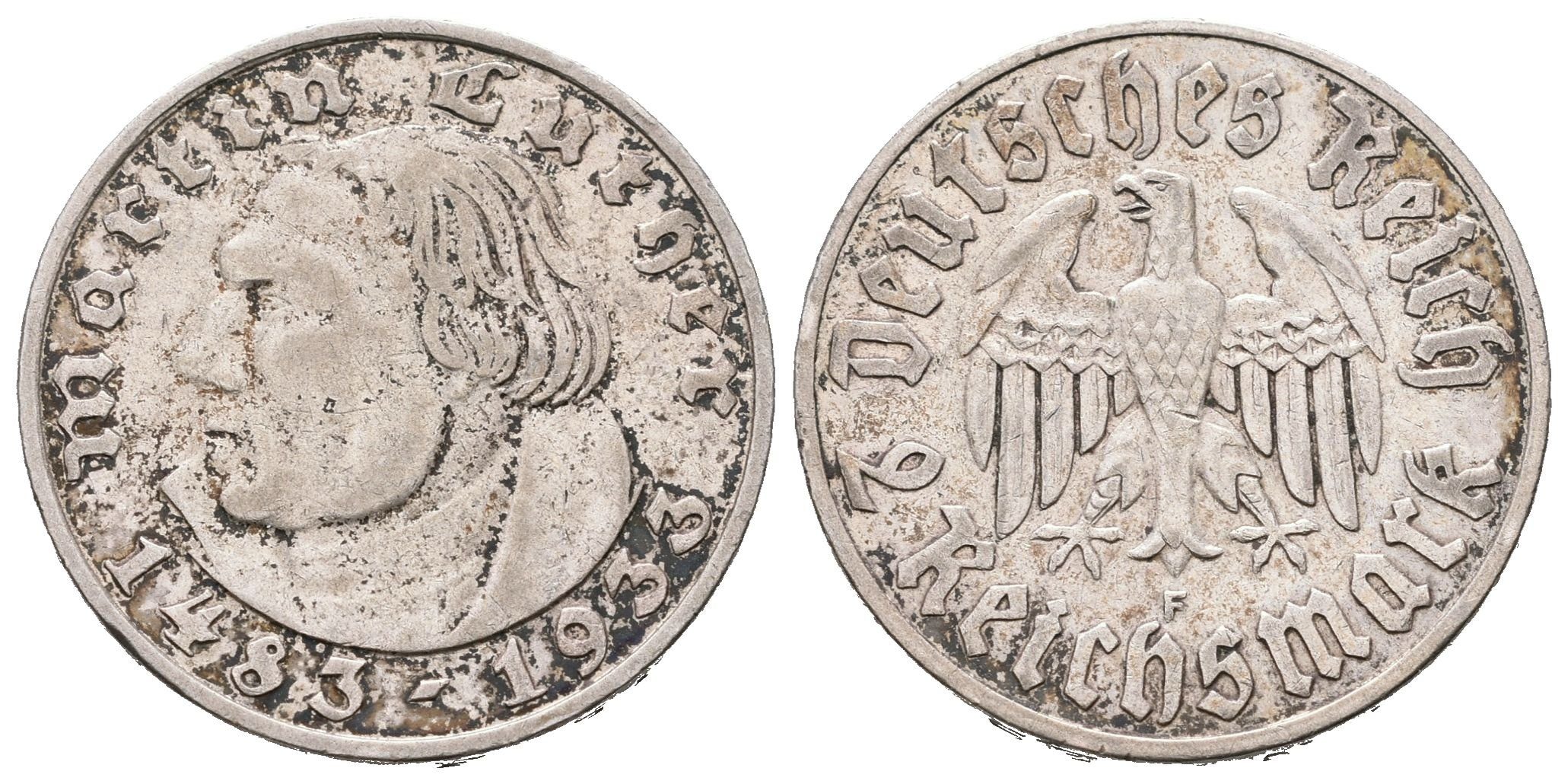 III. říše, 2 Marka 1933 F - Martin Luther