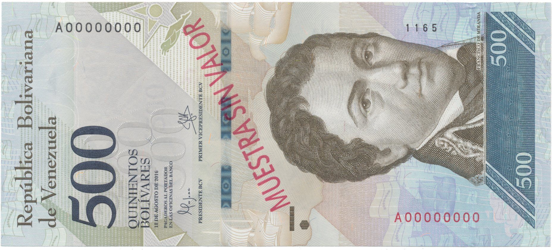 Venezuela, 500 Bolivares 2016, anulát - MUESTRA SIN VALOR, P.94as