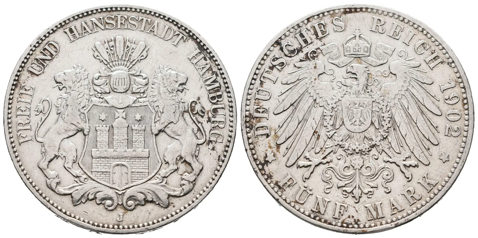 Hamburg, 5 Marka 1902 J