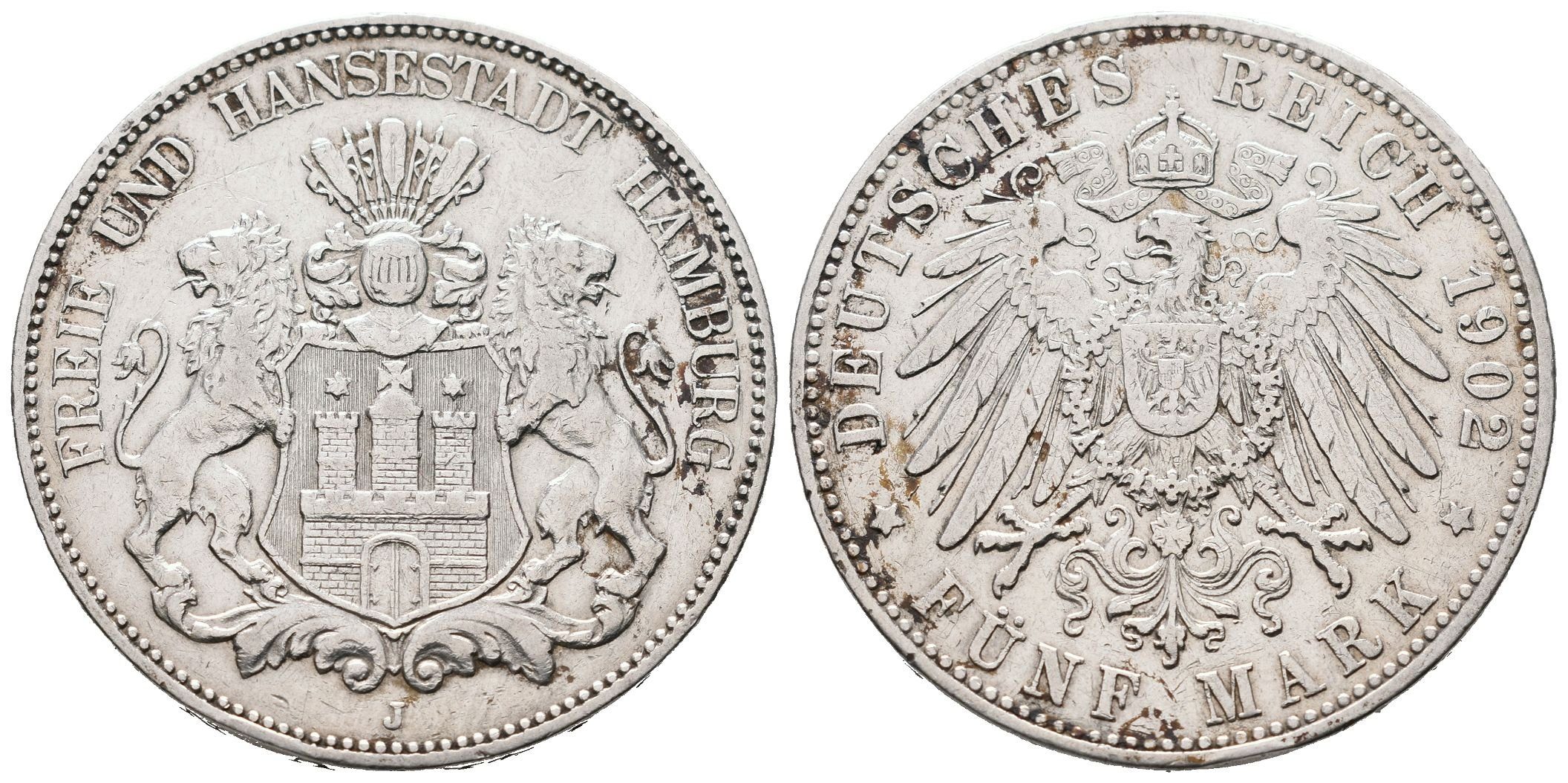 Hamburg, 5 Marka 1902 J