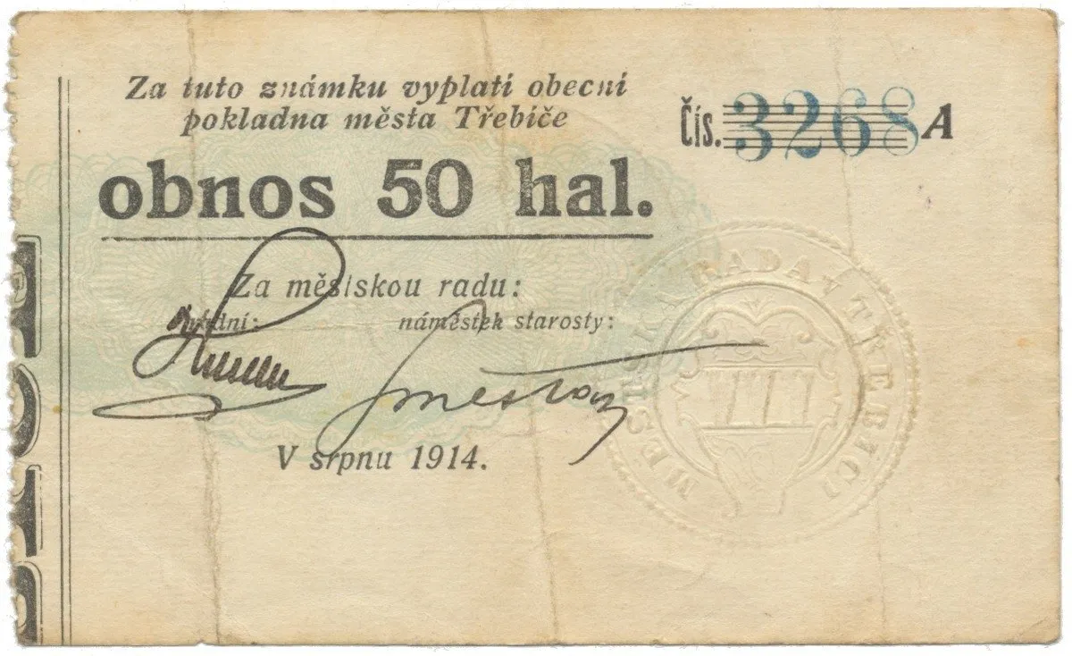 Třebíč - město, 50 hal srpen 1914, série A, HH.223.5.4g