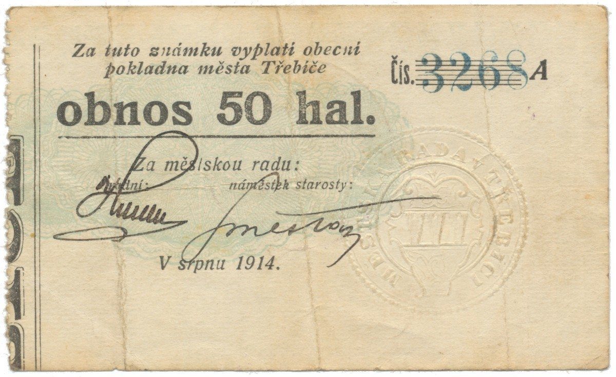 Třebíč - město, 50 hal srpen 1914, série A, HH.223.5.4g