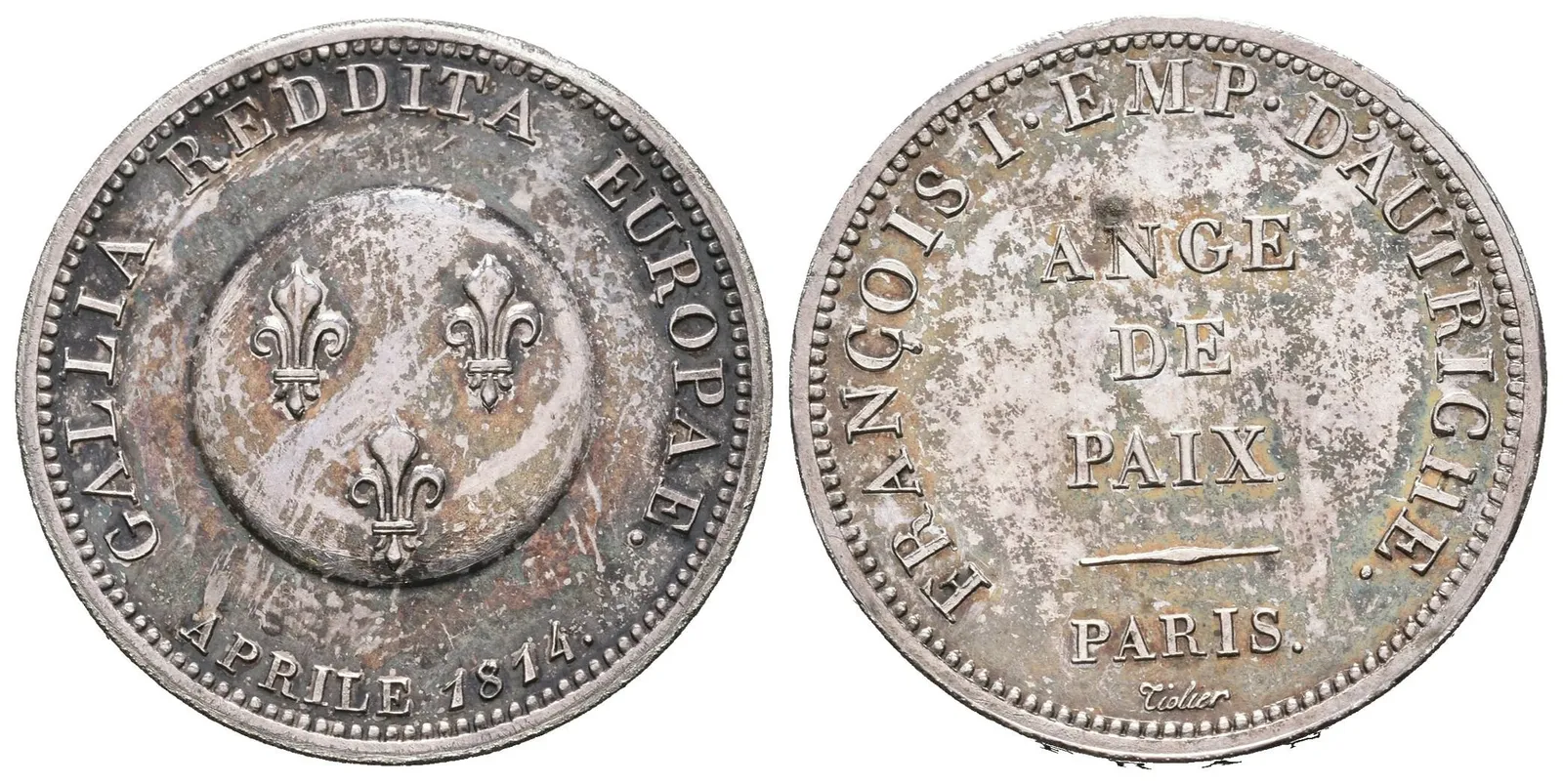 2 Frank 1814 (Tiolier) - Zkušební ražba nové mince (essay) k upomínce na — 1