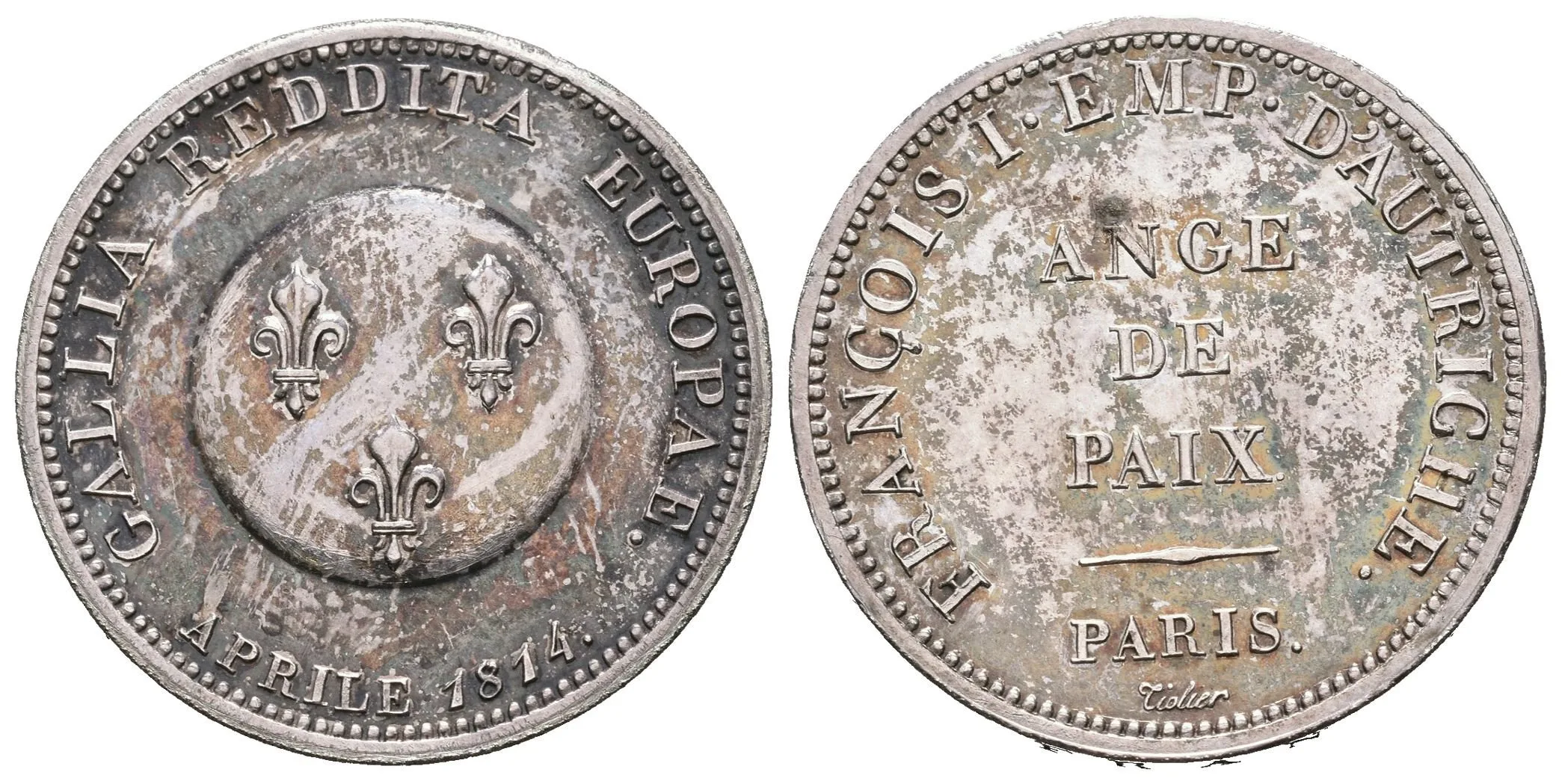 2 Frank 1814 (Tiolier) - Zkušební ražba nové mince (essay) k upomínce na — 1