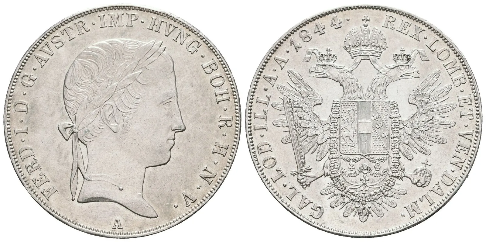 Tolar 1844 A, krásná zachovalost, patina, rysky — 1