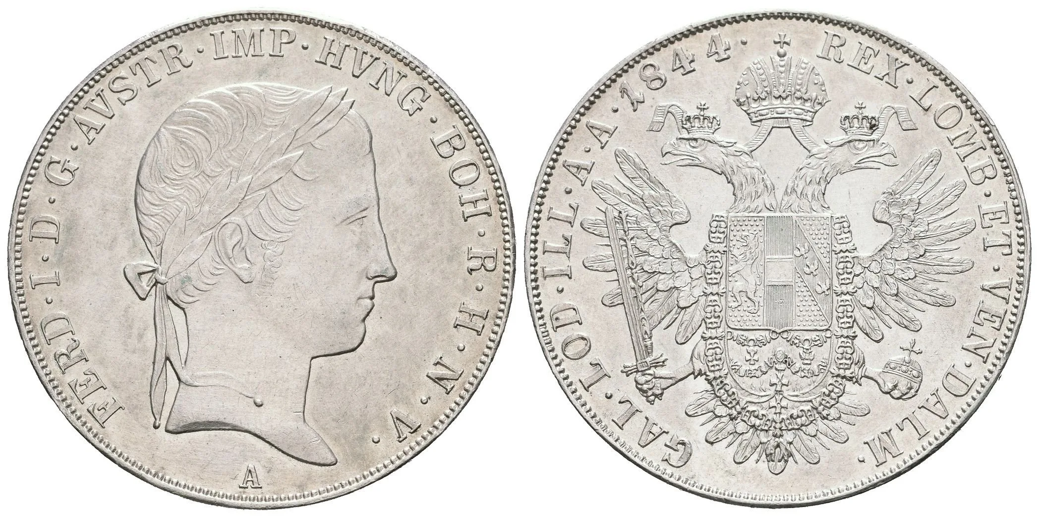 Tolar 1844 A, krásná zachovalost, patina, rysky — 1