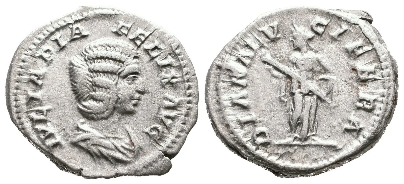 Denár, 211 - 217, Rv: DIANA LVCIFERA, stojící Diana zleva drží pochodeň oběma — 1