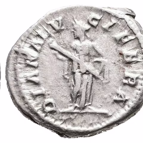 Denár, 211 - 217, Rv: DIANA LVCIFERA, stojící Diana zleva drží pochodeň oběma