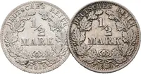 Německé císařství, 1/2 Marka 1914 A, 1915 D, lot 2 ks
