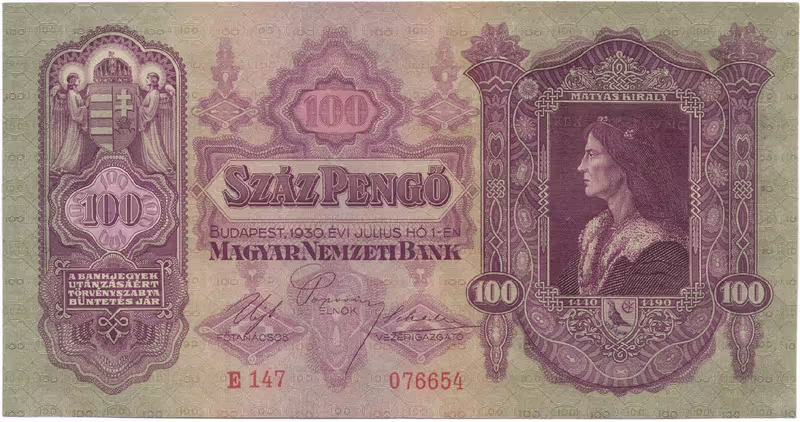 Maďarsko, 100 Pengö 1930, Hej.H10a