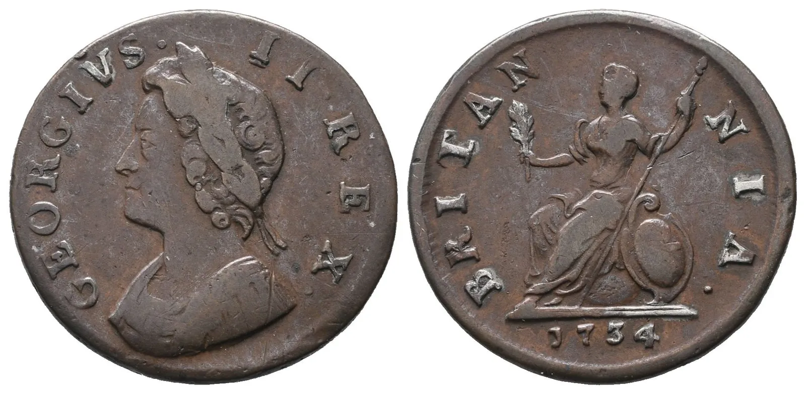 Velká Británie, Farthing 1734