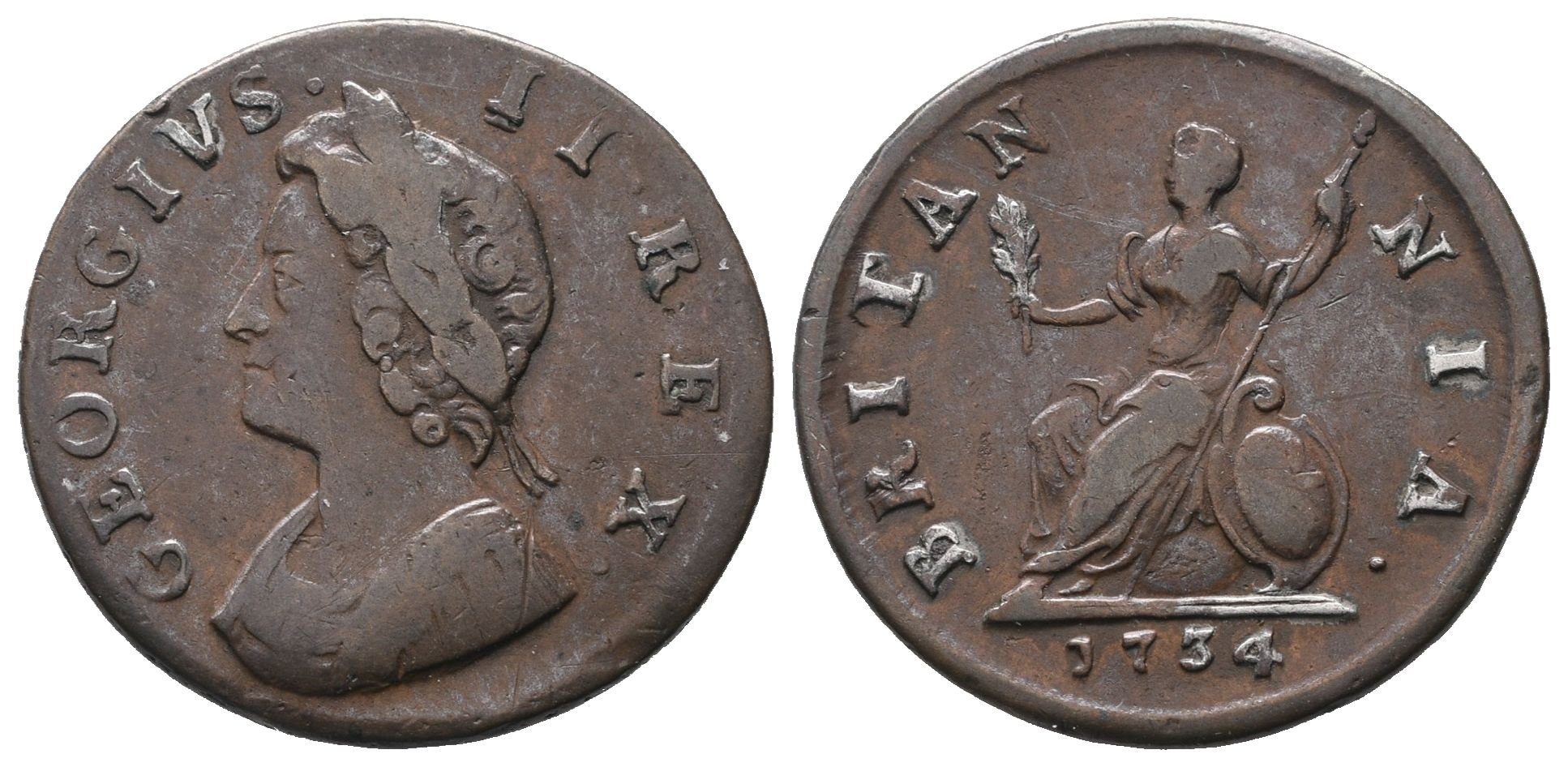Velká Británie, Farthing 1734