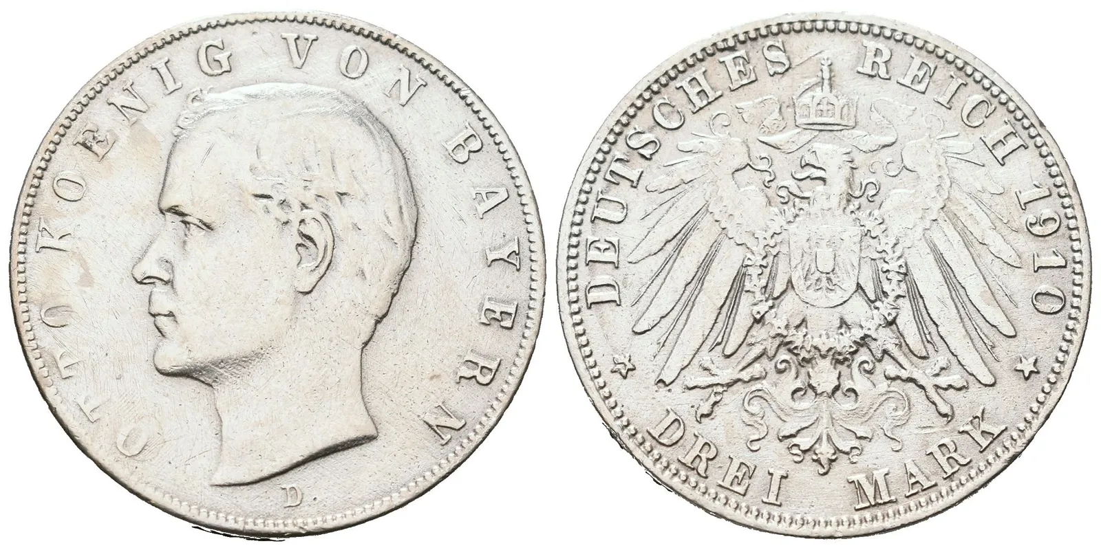 Bavorsko, 3 Marka 1910 D