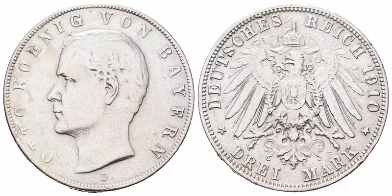 Bavorsko, 3 Marka 1910 D