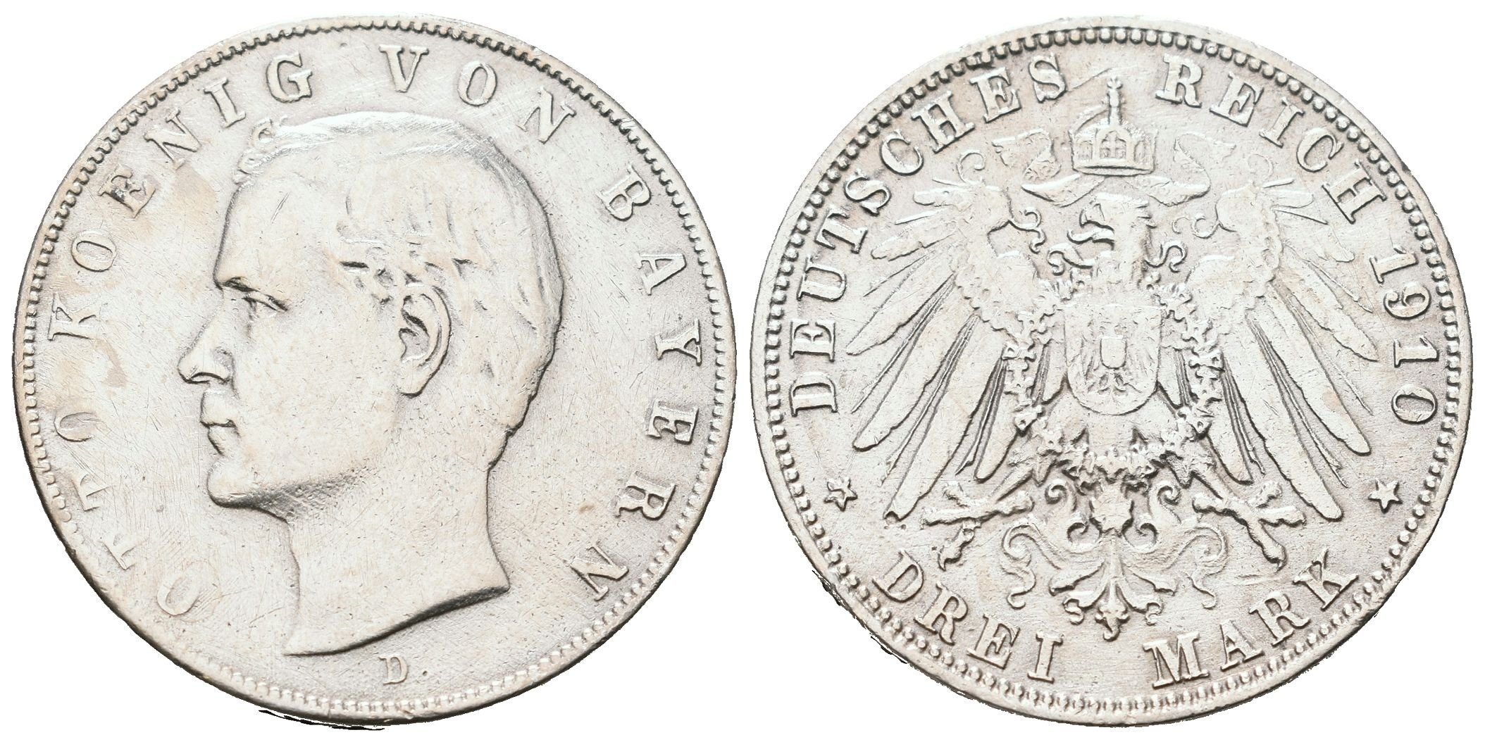 Bavorsko, 3 Marka 1910 D