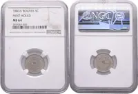 Bolívie, 5 Centavo 1883 A, NGC MS 64